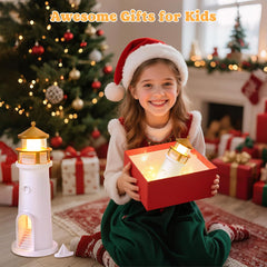 Moon Lighthouse Projector Night Light with Motion Sensor - Rechargeable LED Galaxy Table Lamp, Moon Lamp for Kids, Bedroom, Nursery Decor - Perfect Christmas, Birthday Gift for Boys & Girls