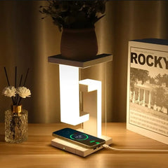 LED Floating Ambient Night Light - With Wireless charging Desk - Anti gravity Lamp