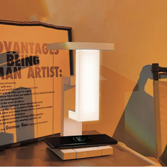 LED Floating Ambient Night Light - With Wireless charging Desk - Anti gravity Lamp